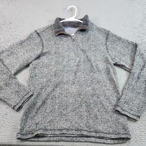 Herringbone Sweater Mens Large Gray 1/4 Zip Mock Neck Knit Pullover Long Sleeve